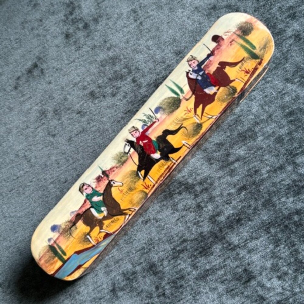 Mini Persian Pahlevi Era Hand Painted Pencil Box